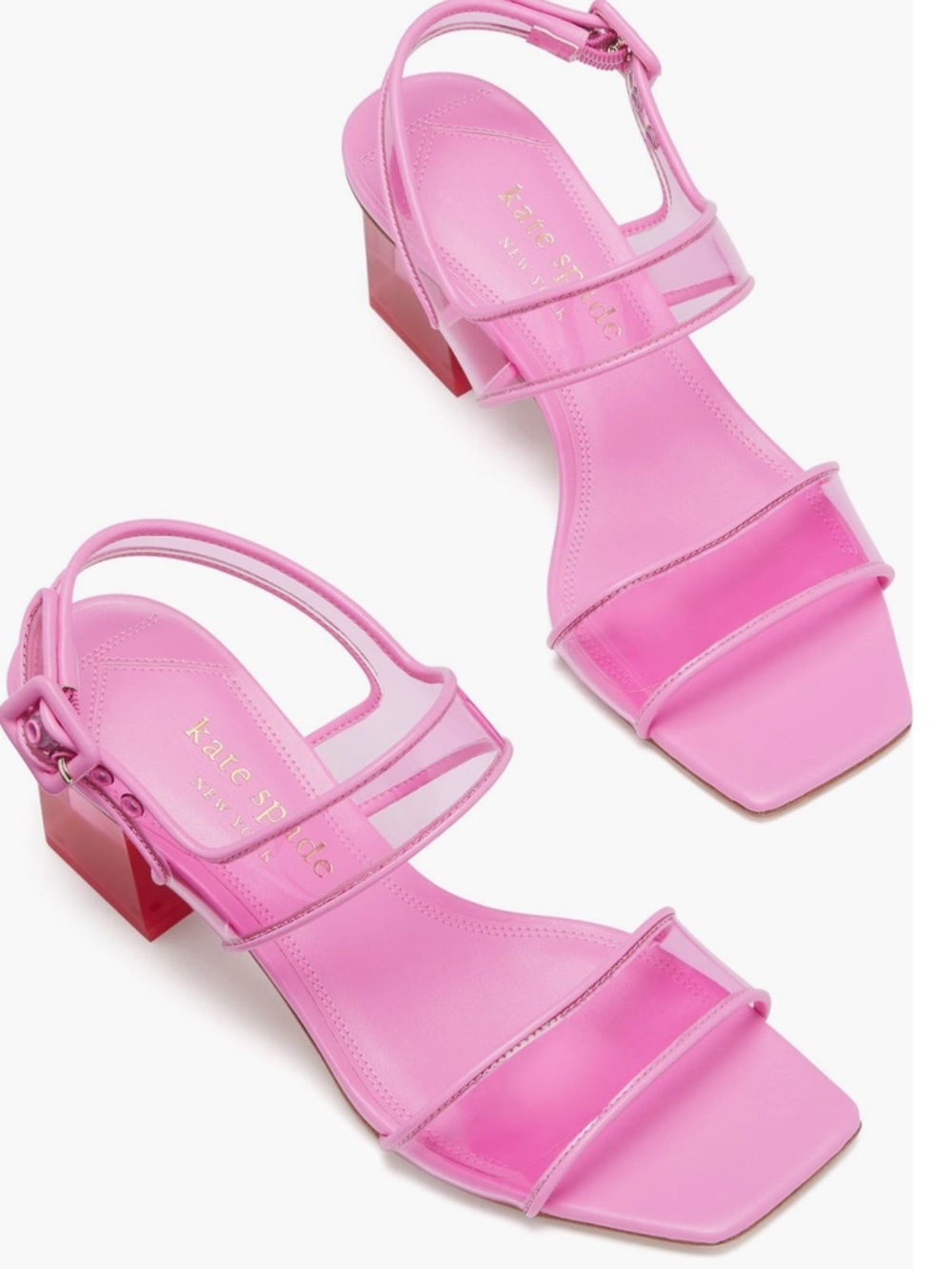 NWOB KATE SPADE New York Milani pink Transparent Block Heel Sandals size 8.5B - Picture 4 of 10